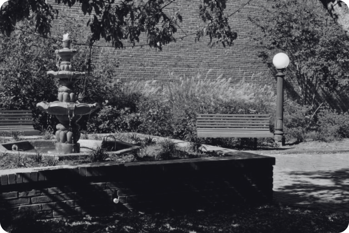 Vintage park scene with fountain